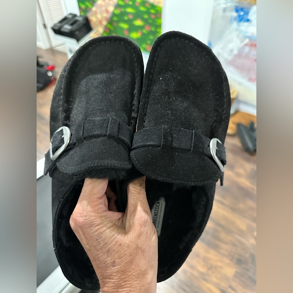 Black Furry Birkenstocks
